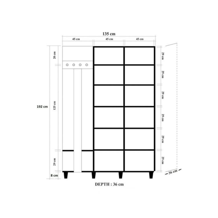 Mobile per ingresso 2 ante quercia e multicolore 135x194h cm - Liana