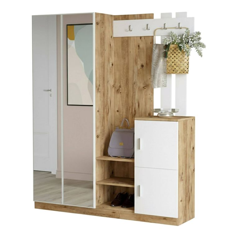 Mobile per ingresso 3 ante quercia e bianco 147x179h cm - Arcibaldo