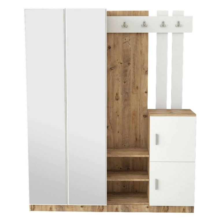 Mobile per ingresso 3 ante quercia e bianco 147x179h cm - Arcibaldo