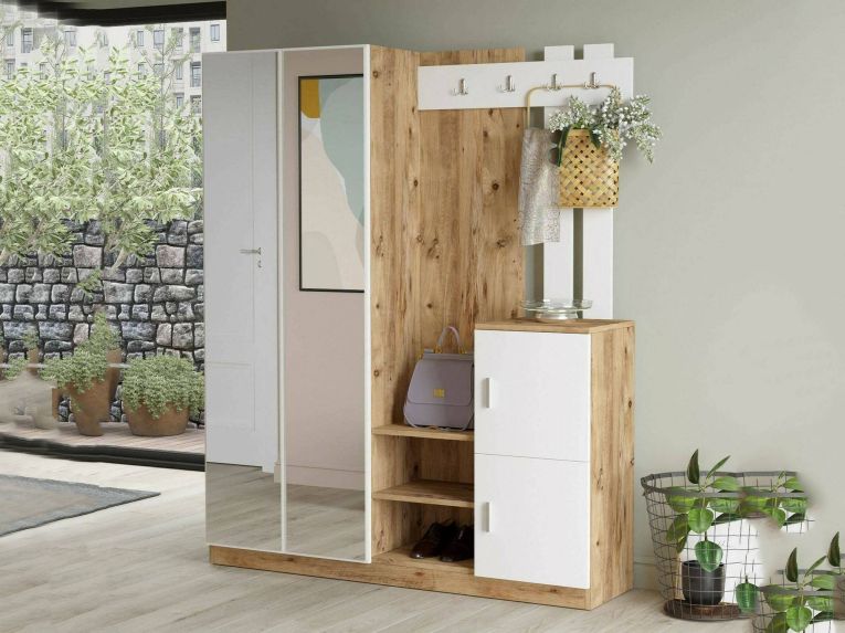 Mobile per ingresso 3 ante quercia e bianco 147x179h cm - Arcibaldo