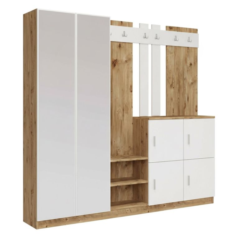Mobile per ingresso 4 ante quercia e bianco 187x180h cm - Artin