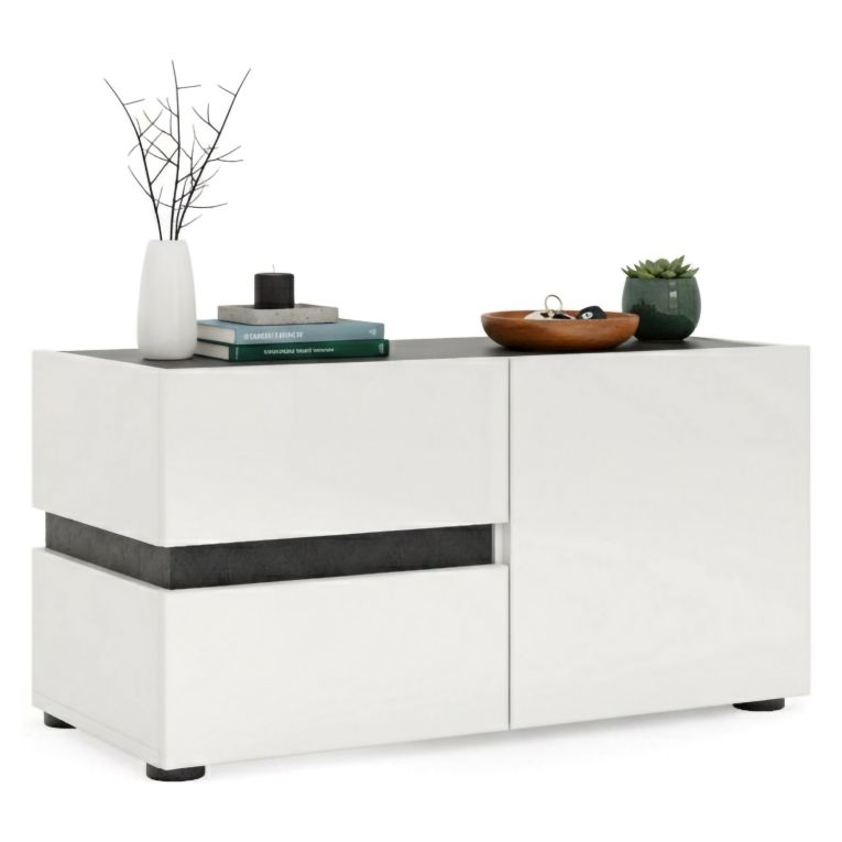 Mobile per ingresso con 2 cassetti bianco lucido e antracite 80x42h cm - Seul