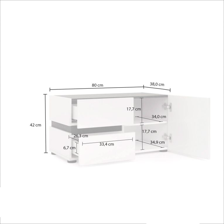Mobile per ingresso con 2 cassetti bianco lucido e antracite 80x42h cm - Seul