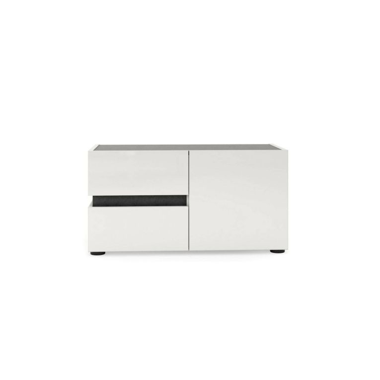 Mobile per ingresso con 2 cassetti bianco lucido e antracite 80x42h cm - Seul