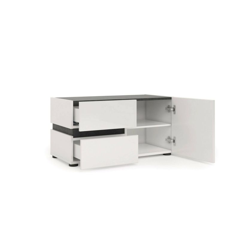 Mobile per ingresso con 2 cassetti bianco lucido e antracite 80x42h cm - Seul