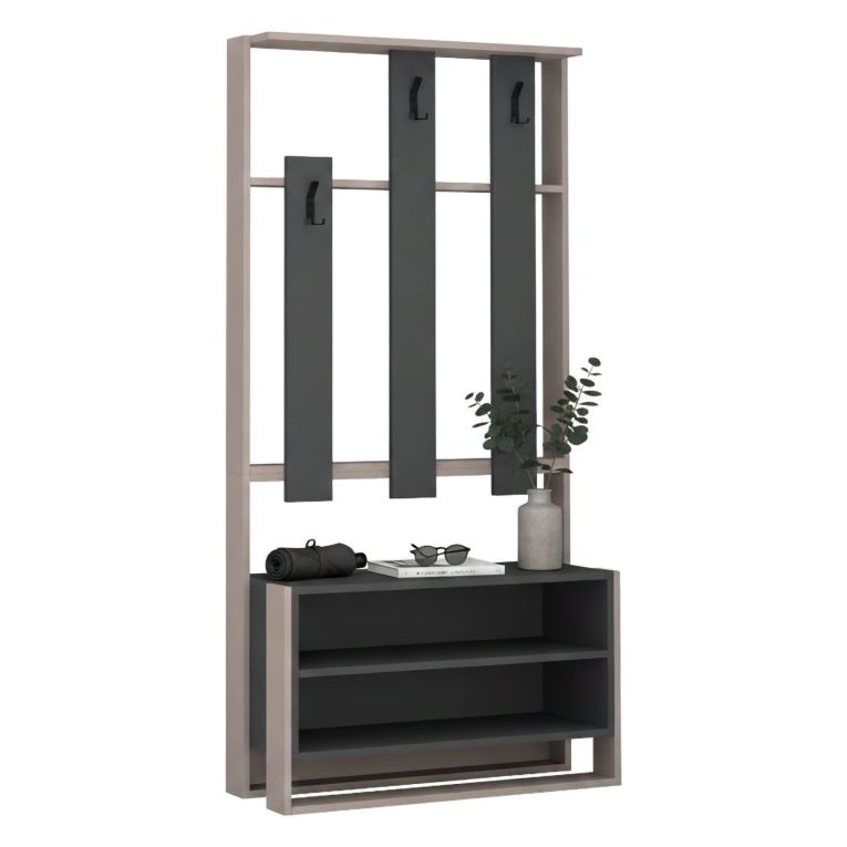 Mobile per ingresso da parete beige e antracite 90x180h cm - Toraji
