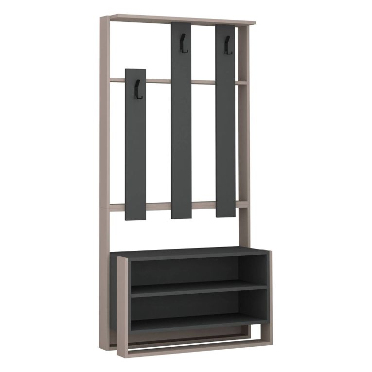 Mobile per ingresso da parete beige e antracite 90x180h cm - Toraji