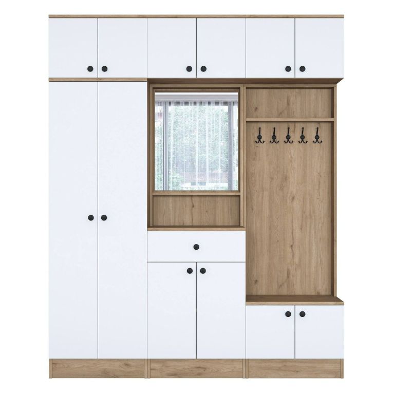 Mobile per ingresso e cassetto noce e bianco 179x226h cm - Adonis