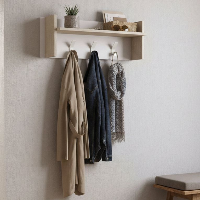 Mobile per ingresso minimal sospeso bianco e rovere 90x34h cm - Angry