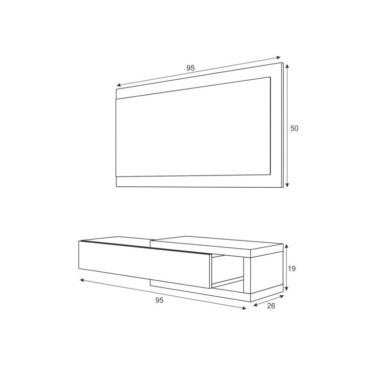 Mobile per ingresso piccolo sospeso bianco e rovere 95x19h cm - Arty