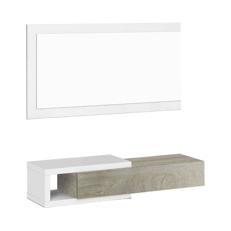 Mobile per ingresso piccolo sospeso bianco e rovere 95x19h cm - Arty