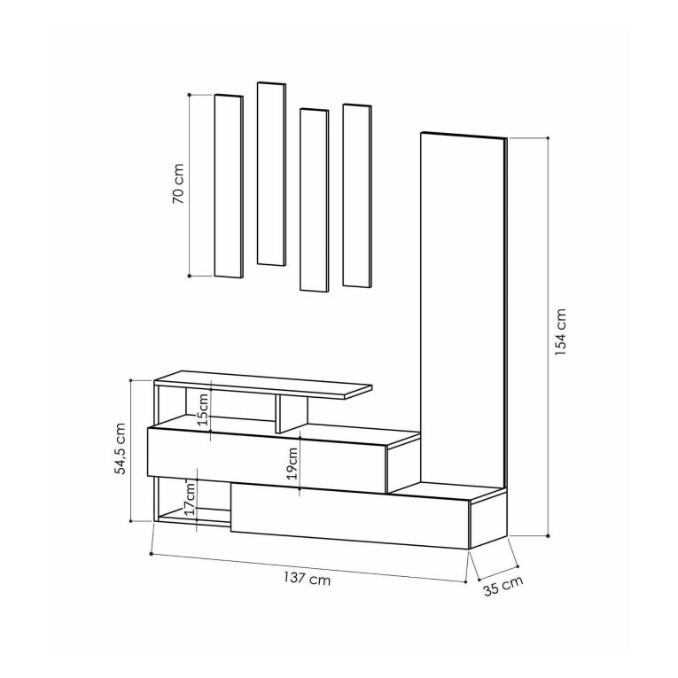 Mobile per ingresso sospeso 2 ante bianco e rovere 137x54h cm - Ascari