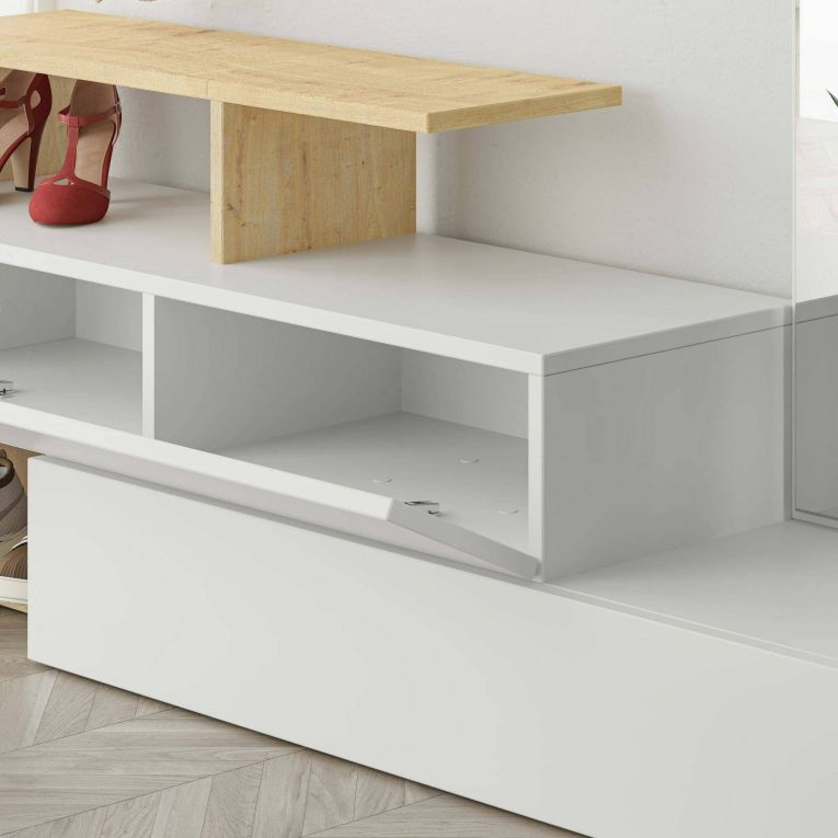 Mobile per ingresso sospeso 2 ante bianco e rovere 137x54h cm - Ascari