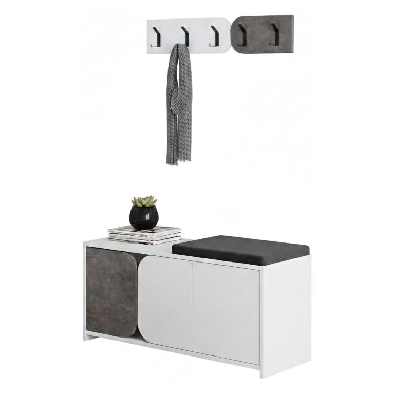 Mobile per ingresso sospeso 3 ante grigio e bianco 104x52h cm - Riga