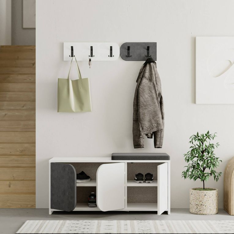 Mobile per ingresso sospeso 3 ante grigio e bianco 104x52h cm - Riga