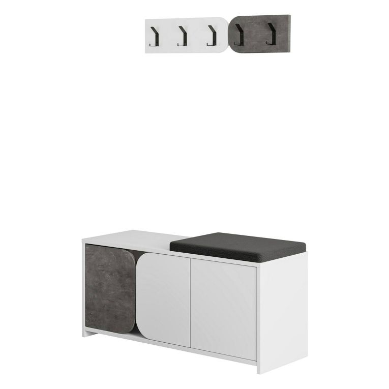 Mobile per ingresso sospeso 3 ante grigio e bianco 104x52h cm - Riga