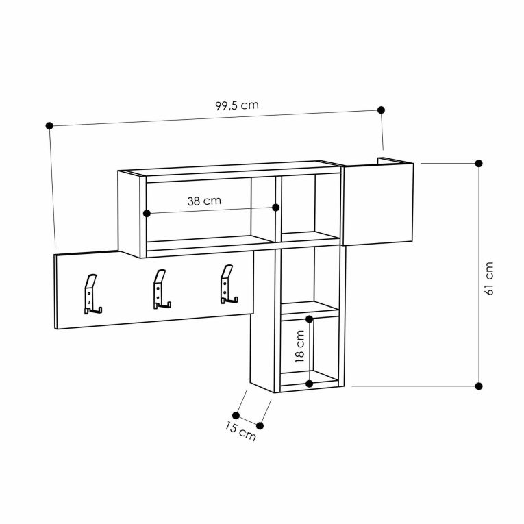 Mobile per ingresso sospeso bianco 99x61h cm - Yagi