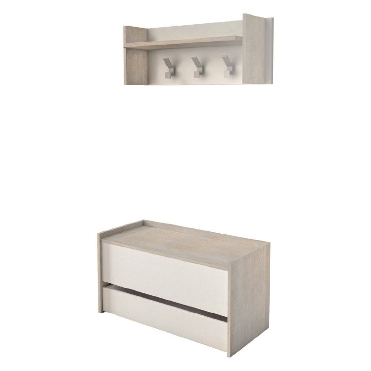 Mobile per ingresso sospeso con cassetto rovere e bianco 90x46h cm - Actinolite