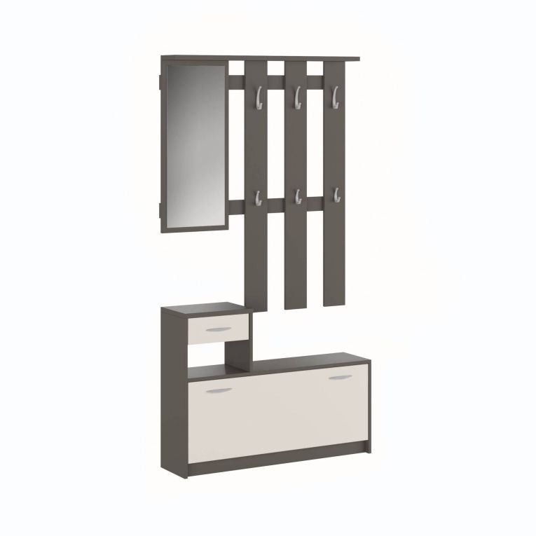Mobile per ingresso sospeso con scarpiera beige e grigio 100x190h cm - Garolfo