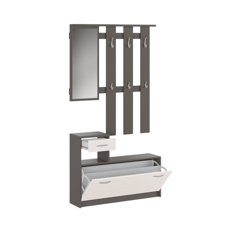 Mobile per ingresso sospeso con scarpiera beige e grigio 100x190h cm - Garolfo