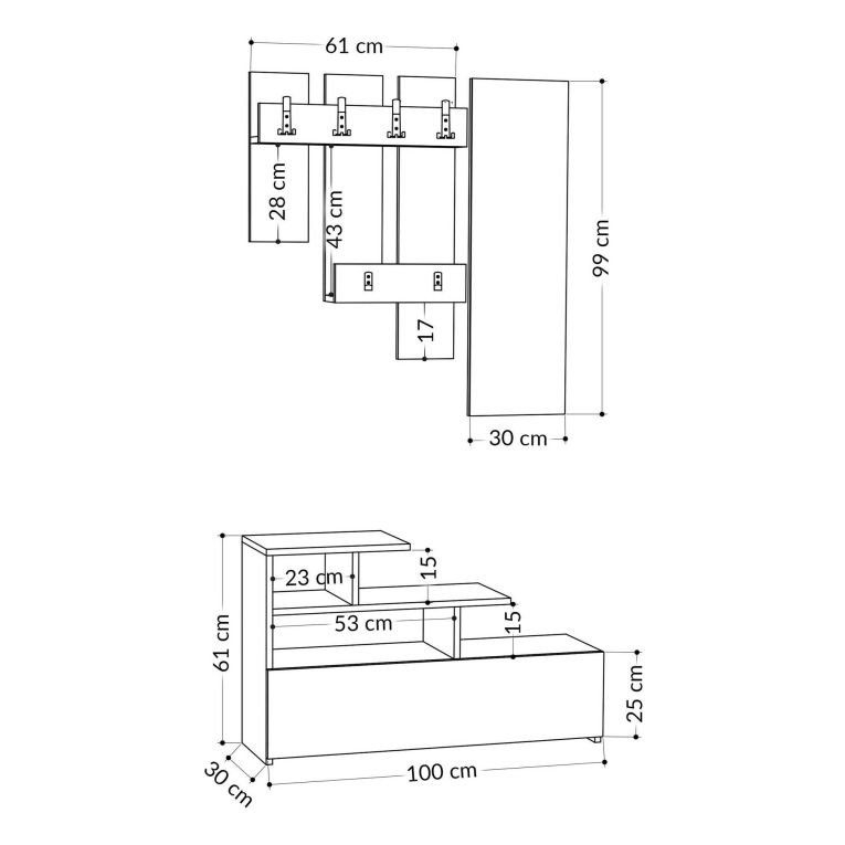 Mobile per ingresso sospeso quercia 30x99h cm - Gert