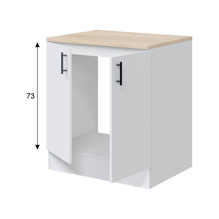 Mobile per lavello 2 ante Deruta, Base sottolavello, Mobile lavello con ante, Struttura base per lavello, 80x60 h90 cm, Bianco e Rovere