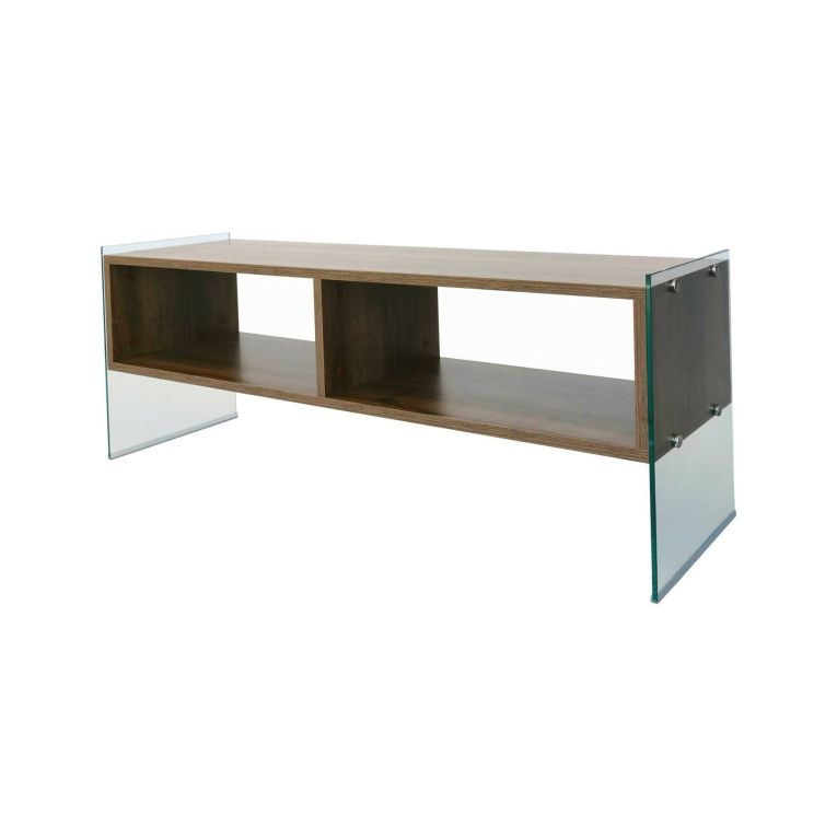 Mobile porta TV Algorab, Supporto per televisione da salotto, Credenza bassa da soggiorno, Base porta TV, 120x35h45 cm, Noce