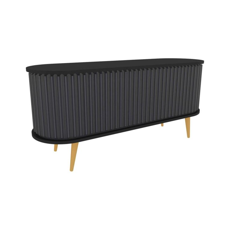 Mobile porta TV Aludra, Supporto per televisione da salotto, Credenza bassa da soggiorno, Base porta TV, 140x43h64 cm, Nero e Antracite