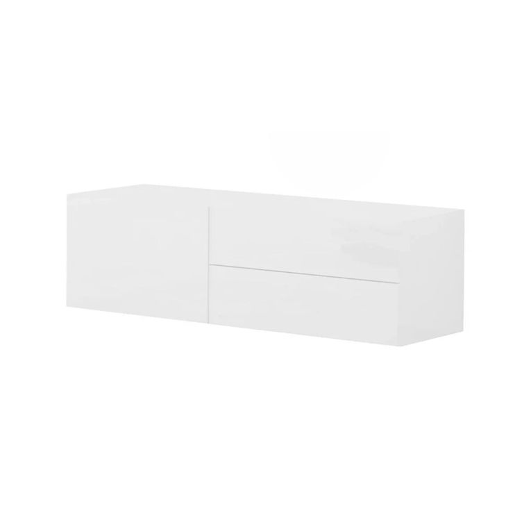 Mobile porta TV Amleto, cm 110x40h35, Bianco lucido