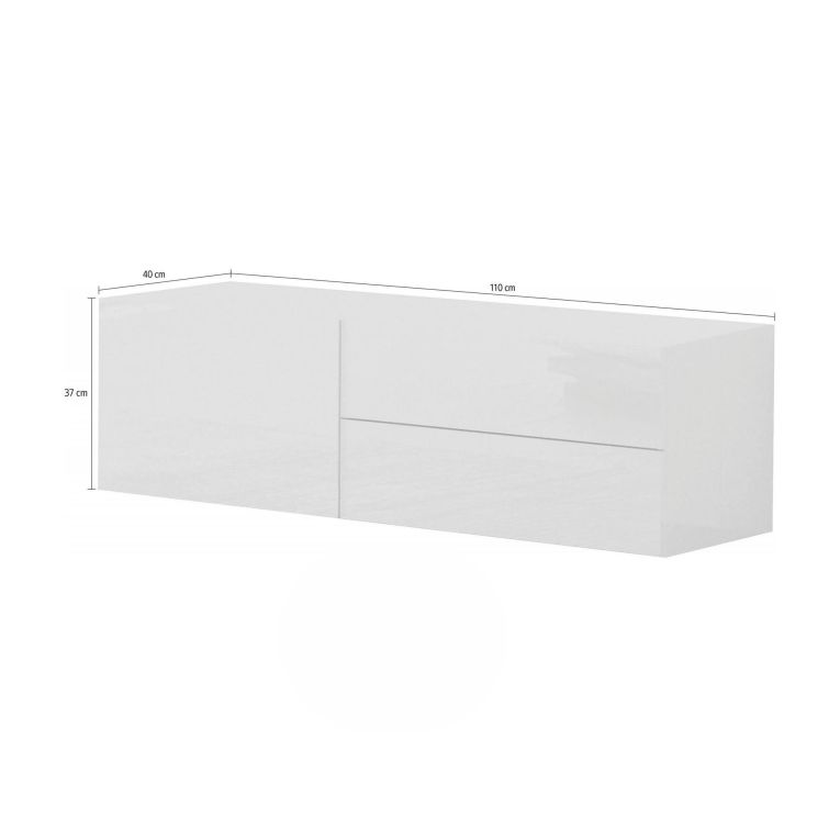 Mobile porta TV Amleto, cm 110x40h35, Bianco lucido