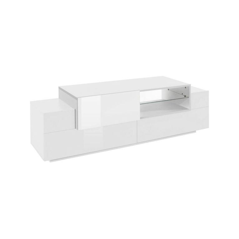 Mobile porta TV Andris, cm 160x45h51, Bianco lucido