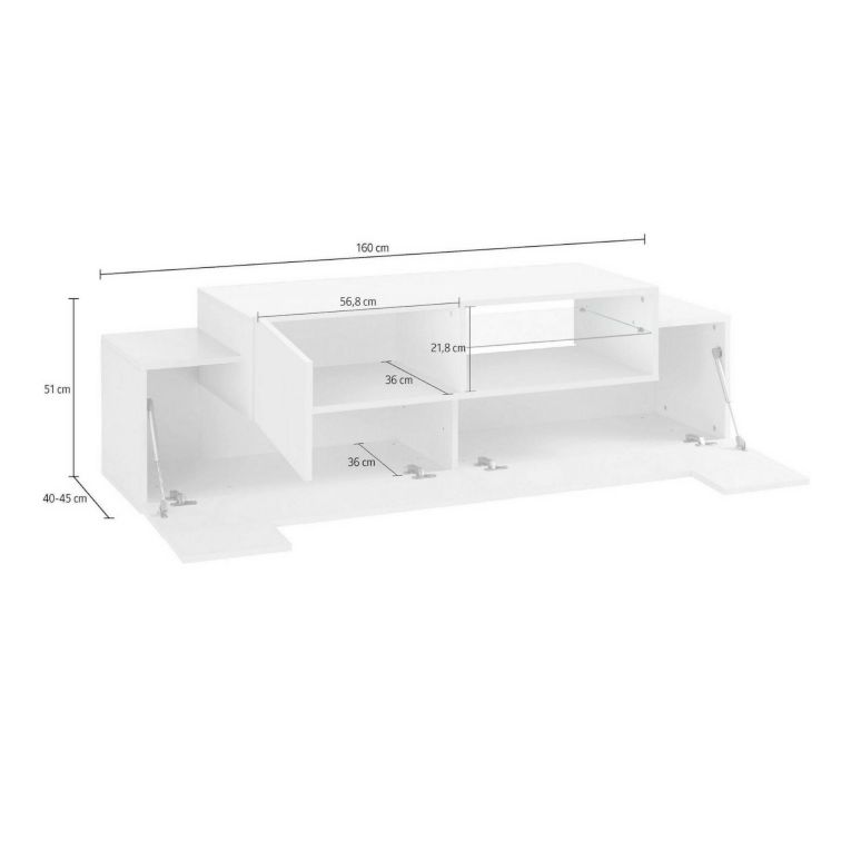 Mobile porta TV Andris, cm 160x45h51, Bianco lucido