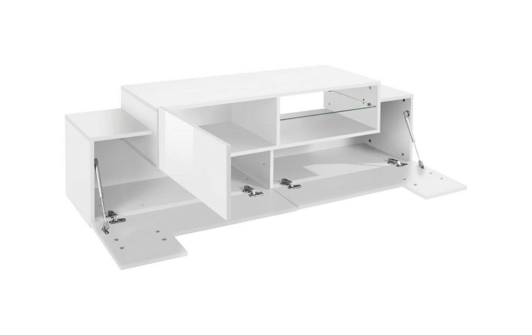 Mobile porta TV Andris, cm 160x45h51, Bianco lucido