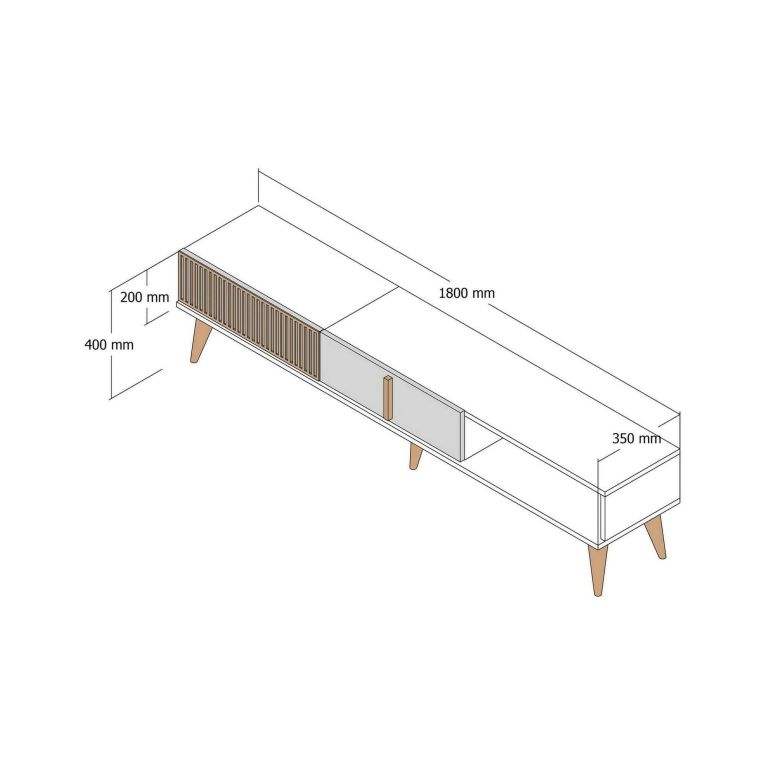 Mobile porta TV Aquila, Supporto per televisione da salotto, Credenza bassa da soggiorno, Base porta TV, 180x35h40 cm, Noce e Antracite