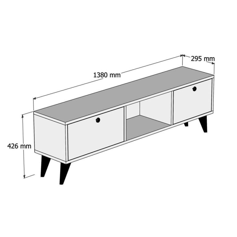 Mobile porta TV Atropos, Credenza da soggiorno, Armadio basso per TV, Base parete attrezzata, 138x30 h43 cm, Noce e Nero