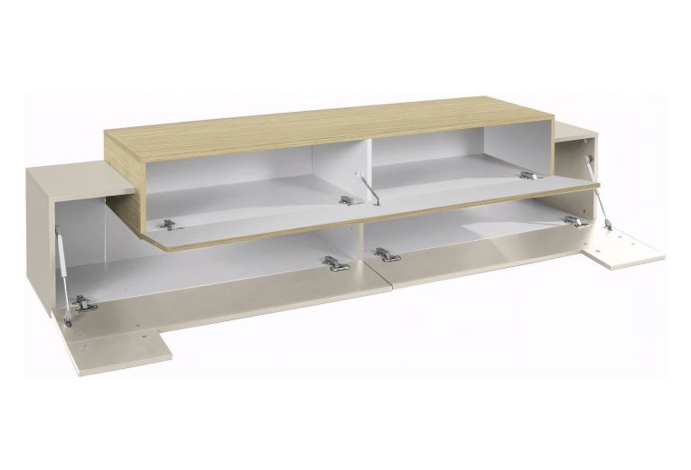 Mobile Porta tv Beige 3 Ripiani 4 Vani 200x45x51.5h cm, 3 Ante - Cassino