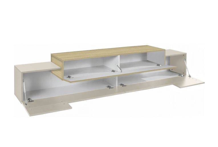 Mobile Porta tv Beige 3 Ripiani 4 Vani 240x45x51.5h cm, 3 Ante - Curino