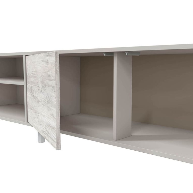 Mobile Porta tv Beige Bianco Anticato Cassetti un Ripiano 180x40x47h cm, 2 Ante - Nociglia