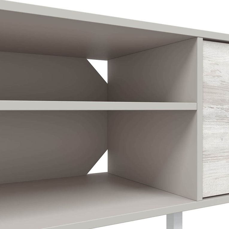 Mobile Porta tv Beige Bianco Anticato Cassetti un Ripiano 180x40x47h cm, 2 Ante - Nociglia