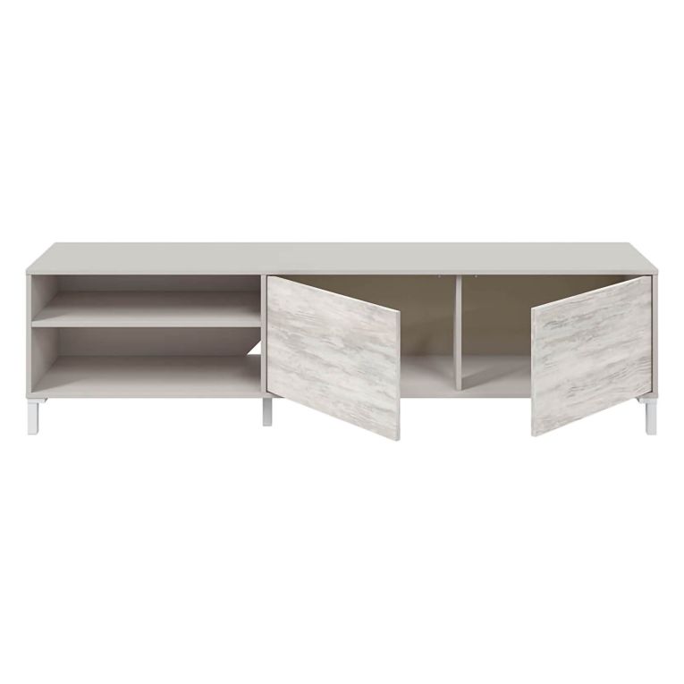 Mobile Porta tv Beige Bianco Anticato Cassetti un Ripiano 180x40x47h cm, 2 Ante - Nociglia