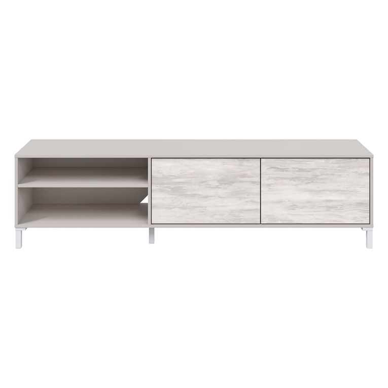 Mobile Porta tv Beige Bianco Anticato Cassetti un Ripiano 180x40x47h cm, 2 Ante - Nociglia