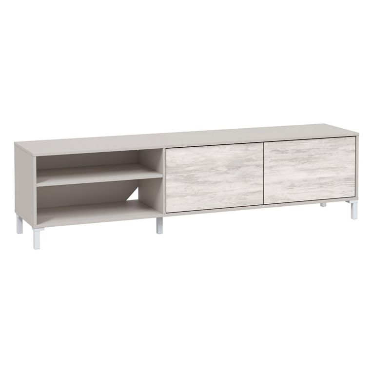 Mobile Porta tv Beige Bianco Anticato Cassetti un Ripiano 180x40x47h cm, 2 Ante - Nociglia