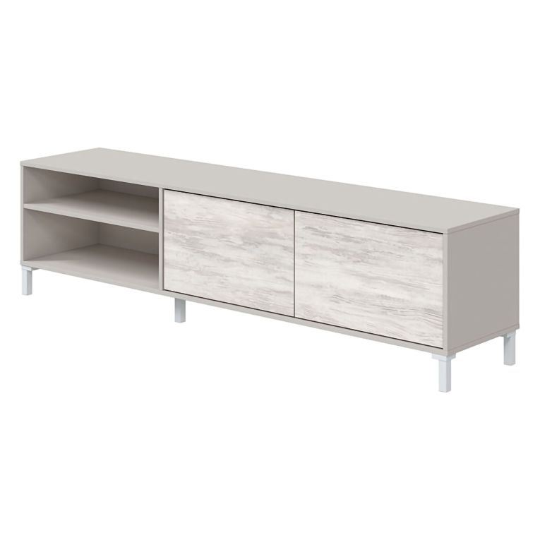 Mobile Porta tv Beige Bianco Anticato Cassetti un Ripiano 180x40x47h cm, 2 Ante - Nociglia