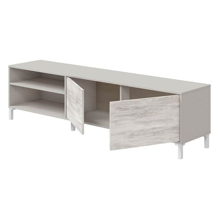 Mobile Porta tv Beige Bianco Anticato Cassetti un Ripiano 180x40x47h cm, 2 Ante - Nociglia