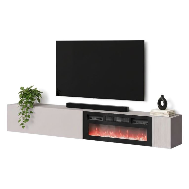 Mobile Porta tv Beige Cashmere Modulabile un Ripiano 200x30x31h cm, 2 Ante - Sindia