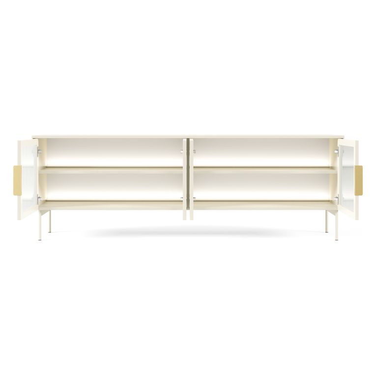 Mobile Porta tv Beige Cashmere oro 3 Ripiani 4 Ante 181x39x62h cm, con led - Kalerora