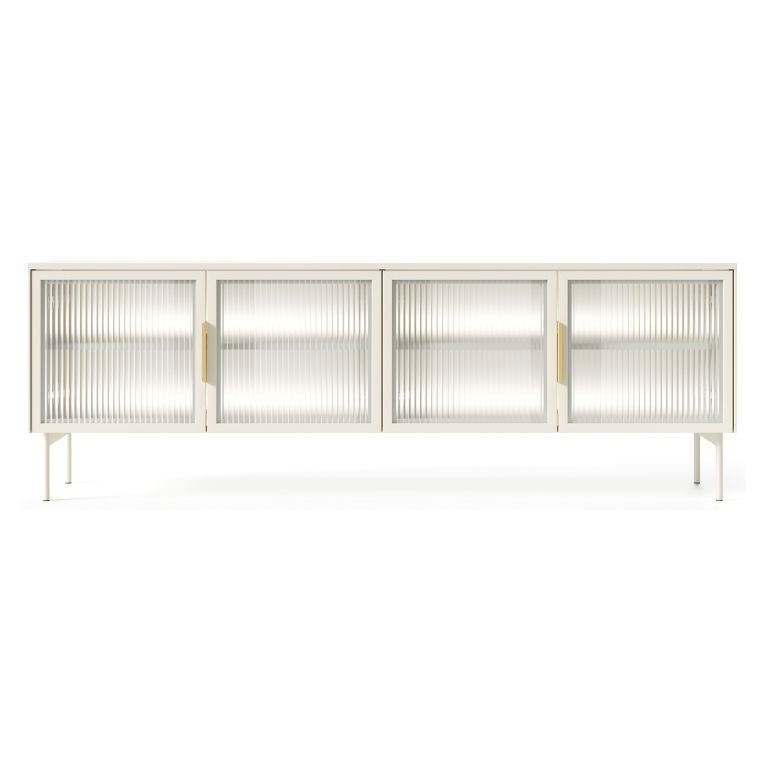 Mobile Porta tv Beige Cashmere oro 3 Ripiani 4 Ante 181x39x62h cm, con led - Kalerora