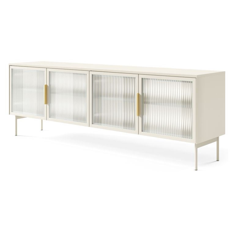 Mobile Porta tv Beige Cashmere oro 3 Ripiani 4 Ante 181x39x62h cm, con led - Kalerora
