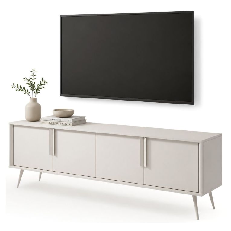 Mobile Porta tv Beige Cashmere un Ripiano 4 Ante 187x40x83h cm, con Piedini - Kalorile