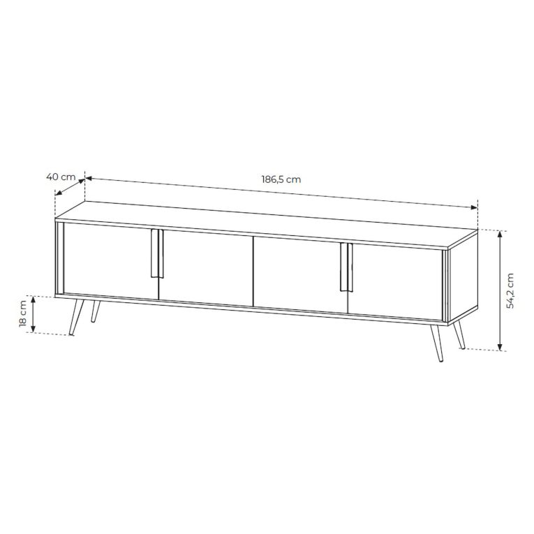 Mobile Porta tv Beige Cashmere un Ripiano 4 Ante 187x40x83h cm, con Piedini - Kalorile